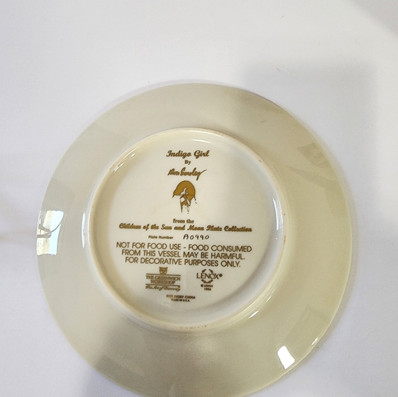 Lenox Collector Plates, lot of 2... Indigo Girl and Daughter of the Sun by Don C - Picture 3 of 5